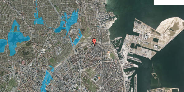 Oversvømmelsesrisiko fra vandløb på Bellmansgade 13, 1. 4, 2100 København Ø