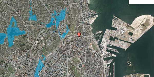 Oversvømmelsesrisiko fra vandløb på Bellmansgade 15, 1. tv, 2100 København Ø