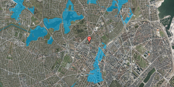 Oversvømmelsesrisiko fra vandløb på Birkedommervej 14, 3. th, 2400 København NV