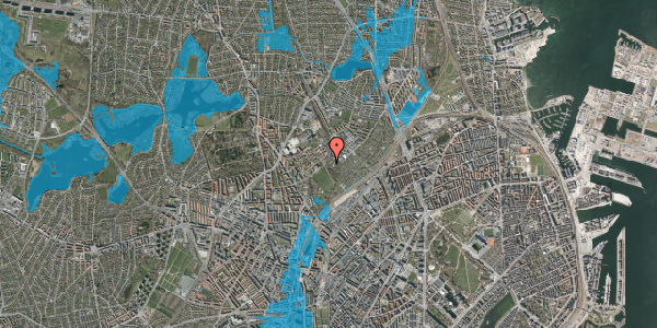 Oversvømmelsesrisiko fra vandløb på Bispebjerg Bakke 18F, st. th, 2400 København NV