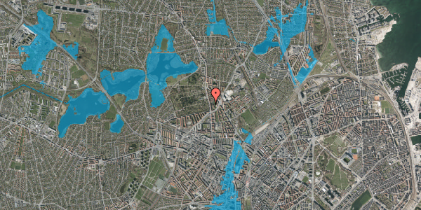 Oversvømmelsesrisiko fra vandløb på Bispeparken 14, 2. tv, 2400 København NV
