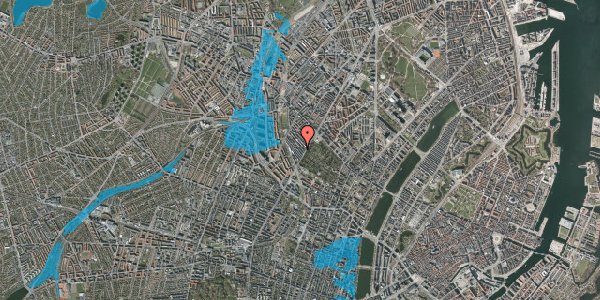 Oversvømmelsesrisiko fra vandløb på Bjelkes Allé 9, 1. tv, 2200 København N