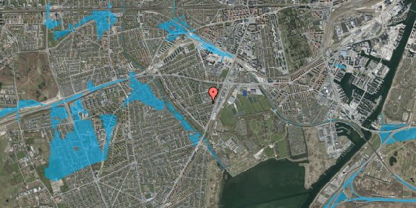 Oversvømmelsesrisiko fra vandløb på Blommehaven 15B, 2500 Valby