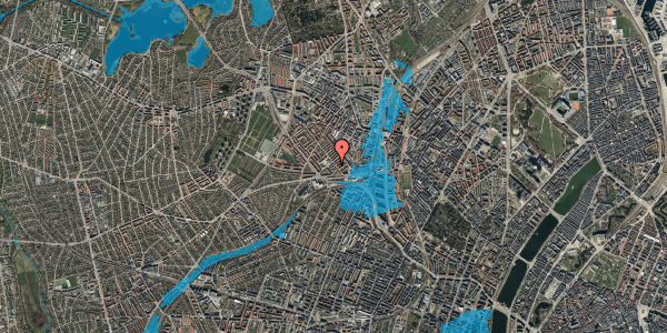 Oversvømmelsesrisiko fra vandløb på Blåmejsevej 20, st. th, 2400 København NV
