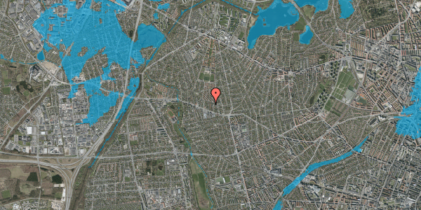 Oversvømmelsesrisiko fra vandløb på Boeslundevej 14B, 2700 Brønshøj