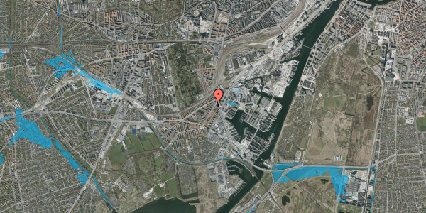 Oversvømmelsesrisiko fra vandløb på Borgbjergsvej 16, 1. th, 2450 København SV