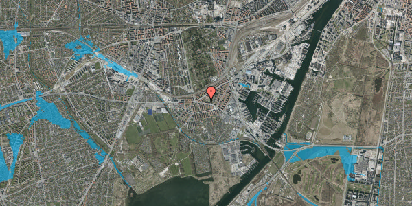 Oversvømmelsesrisiko fra vandløb på Borgmester Christiansens Gade 5, 1. tv, 2450 København SV