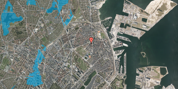 Oversvømmelsesrisiko fra vandløb på Borgmester Jensens Allé 7, 5. th, 2100 København Ø