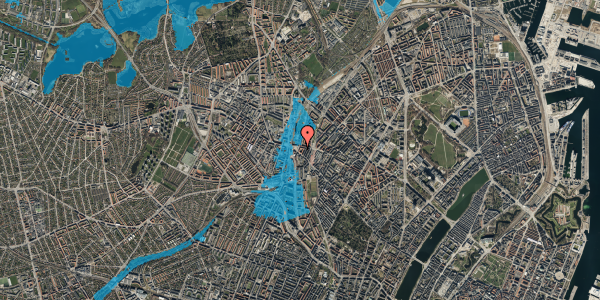 Oversvømmelsesrisiko fra vandløb på Borgmestervangen 4, 1. th, 2200 København N