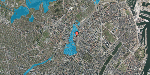 Oversvømmelsesrisiko fra vandløb på Borgmestervangen 4, 3. th, 2200 København N