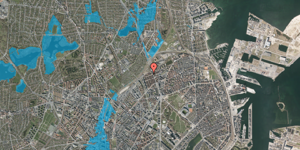 Oversvømmelsesrisiko fra vandløb på Borthigsgade 8, 2. th, 2100 København Ø