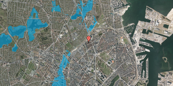 Oversvømmelsesrisiko fra vandløb på Borthigsgade 19, 1. , 2100 København Ø