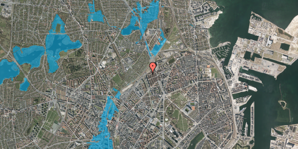 Oversvømmelsesrisiko fra vandløb på Borthigsgade 20, 2. tv, 2100 København Ø