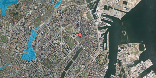 Oversvømmelsesrisiko fra vandløb på Brumleby 25, 2100 København Ø
