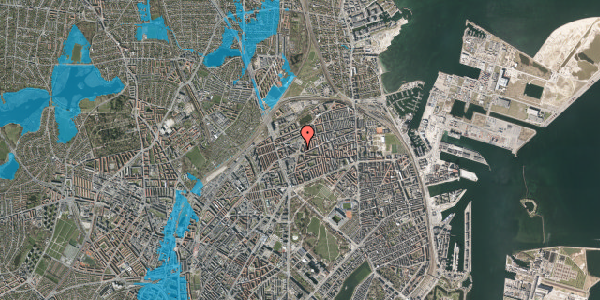 Oversvømmelsesrisiko fra vandløb på Bryggervangen 34, 2. th, 2100 København Ø