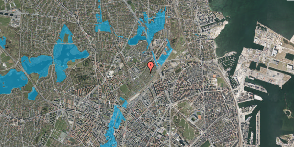 Oversvømmelsesrisiko fra vandløb på Bøllemosegårdsvej 14, 2100 København Ø