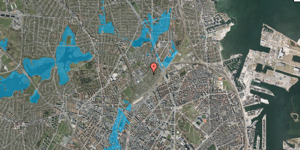 Oversvømmelsesrisiko fra vandløb på Bøllemosegårdsvej 80, 2100 København Ø