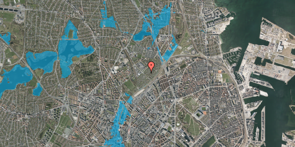 Oversvømmelsesrisiko fra vandløb på Bøllemosegårdsvej 122, 2100 København Ø