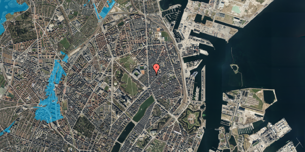 Oversvømmelsesrisiko fra vandløb på Carl Johans Gade 10, 2. th, 2100 København Ø