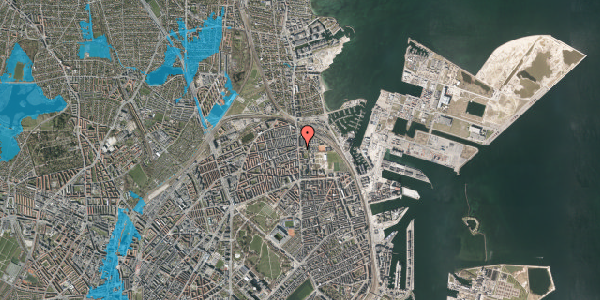 Oversvømmelsesrisiko fra vandløb på Carl Nielsens Allé 2, 1. th, 2100 København Ø