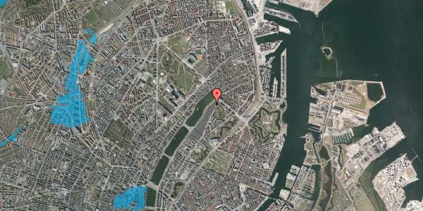 Oversvømmelsesrisiko fra vandløb på Collinsgade 8, 3. , 2100 København Ø