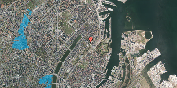 Oversvømmelsesrisiko fra vandløb på Dag Hammarskjölds Allé 3, kl. tv, 2100 København Ø