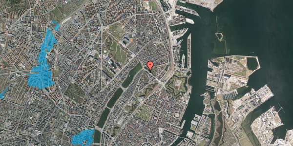Oversvømmelsesrisiko fra vandløb på Dag Hammarskjölds Allé 25, 2. tv, 2100 København Ø