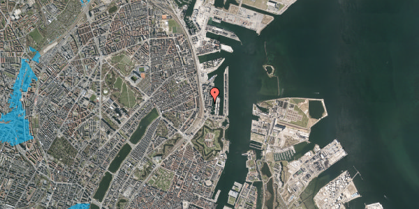 Oversvømmelsesrisiko fra vandløb på Dampfærgevej 12, st. 2, 2100 København Ø