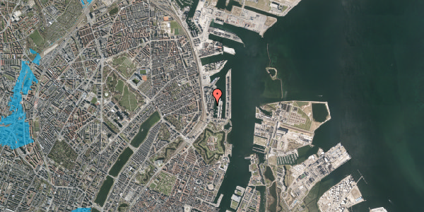 Oversvømmelsesrisiko fra vandløb på Dampfærgevej 14, st. 3, 2100 København Ø