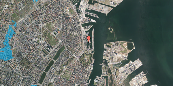Oversvømmelsesrisiko fra vandløb på Dampfærgevej 16, 1. 1, 2100 København Ø