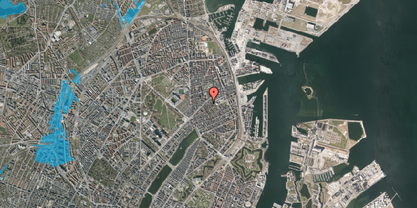 Oversvømmelsesrisiko fra vandløb på A.L. Drewsens Vej 10, 4. th, 2100 København Ø