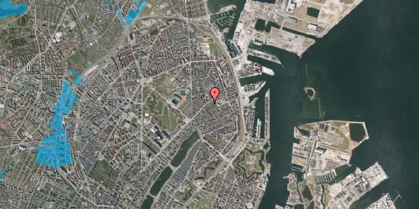 Oversvømmelsesrisiko fra vandløb på A.L. Drewsens Vej 12, st. 3, 2100 København Ø