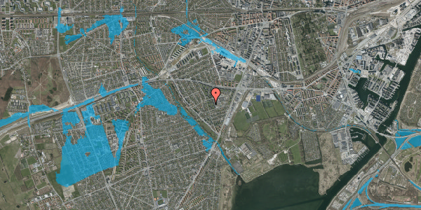 Oversvømmelsesrisiko fra vandløb på Druehaven 9, 2. th, 2500 Valby
