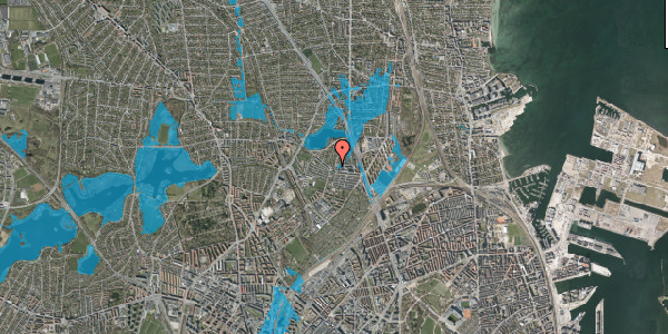 Oversvømmelsesrisiko fra vandløb på Egebæksvej 1B, 2100 København Ø