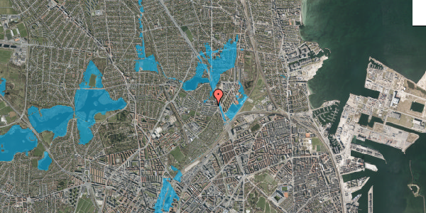 Oversvømmelsesrisiko fra vandløb på Emdrupvej 13, st. tv, 2100 København Ø