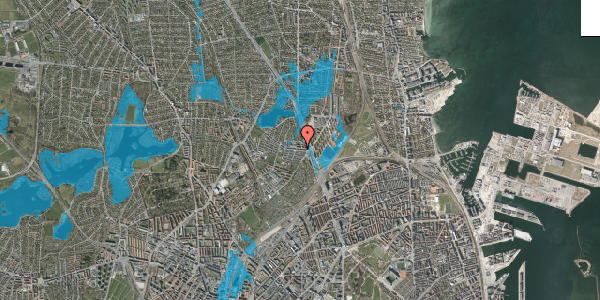 Oversvømmelsesrisiko fra vandløb på Emdrupvej 13, 1. th, 2100 København Ø