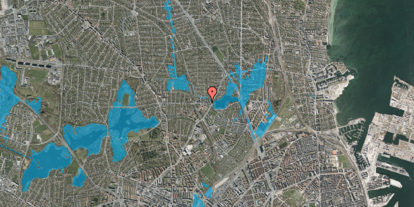 Oversvømmelsesrisiko fra vandløb på Emdrupvej 58, 1. th, 2400 København NV