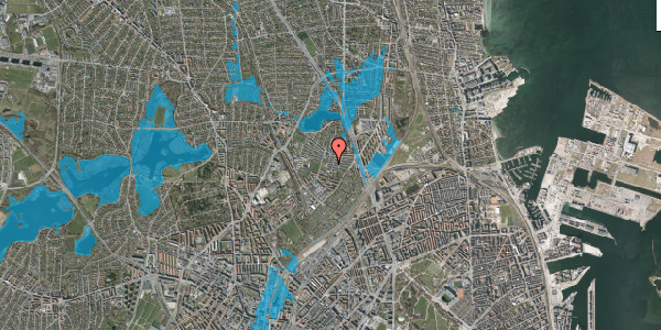 Oversvømmelsesrisiko fra vandløb på Emdrup Vænge 158, 2100 København Ø