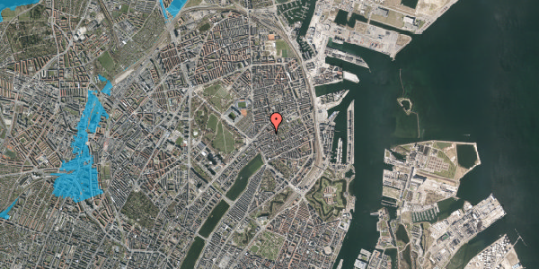 Oversvømmelsesrisiko fra vandløb på Faksegade 10, st. th, 2100 København Ø