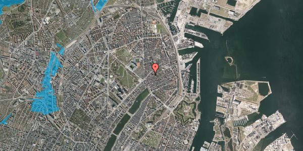 Oversvømmelsesrisiko fra vandløb på Faksegade 13, 1. th, 2100 København Ø