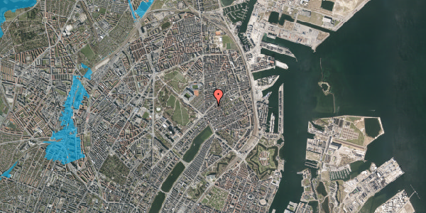 Oversvømmelsesrisiko fra vandløb på Faksegade 19, st. tv, 2100 København Ø