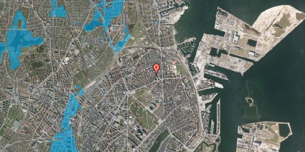 Oversvømmelsesrisiko fra vandløb på Fanøgade 1, 2. tv, 2100 København Ø