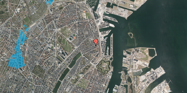 Oversvømmelsesrisiko fra vandløb på Fiskedamsgade 9, 1. th, 2100 København Ø