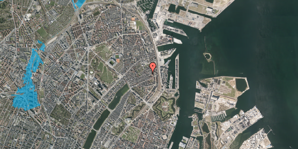 Oversvømmelsesrisiko fra vandløb på Fiskedamsgade 12, st. th, 2100 København Ø