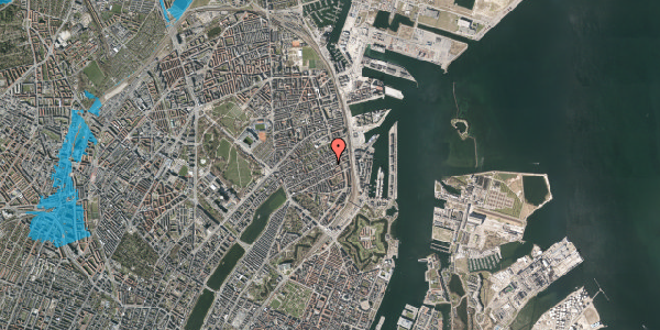 Oversvømmelsesrisiko fra vandløb på Fiskedamsgade 16, 5. th, 2100 København Ø