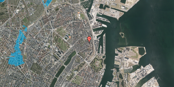 Oversvømmelsesrisiko fra vandløb på Fiskedamsgade 22, 2. th, 2100 København Ø