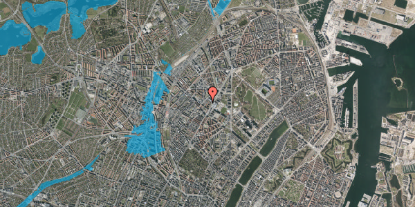 Oversvømmelsesrisiko fra vandløb på Fogedgården 10, 1. th, 2200 København N