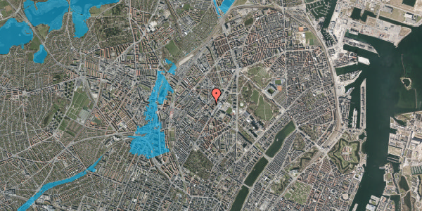 Oversvømmelsesrisiko fra vandløb på Fogedgården 13, 2. th, 2200 København N