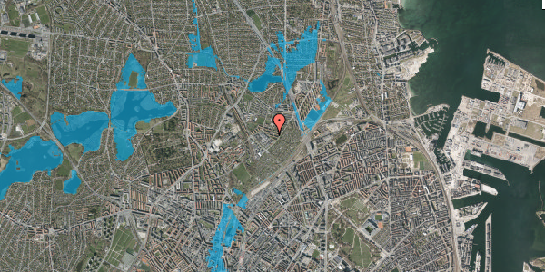 Oversvømmelsesrisiko fra vandløb på Fruebjergvej 10, 1. tv, 2100 København Ø