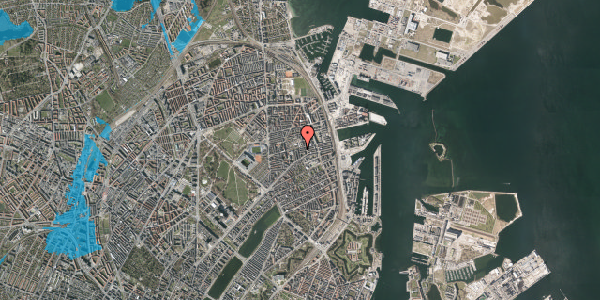 Oversvømmelsesrisiko fra vandløb på Gammel Kalkbrænderi Vej 14, 2. tv, 2100 København Ø